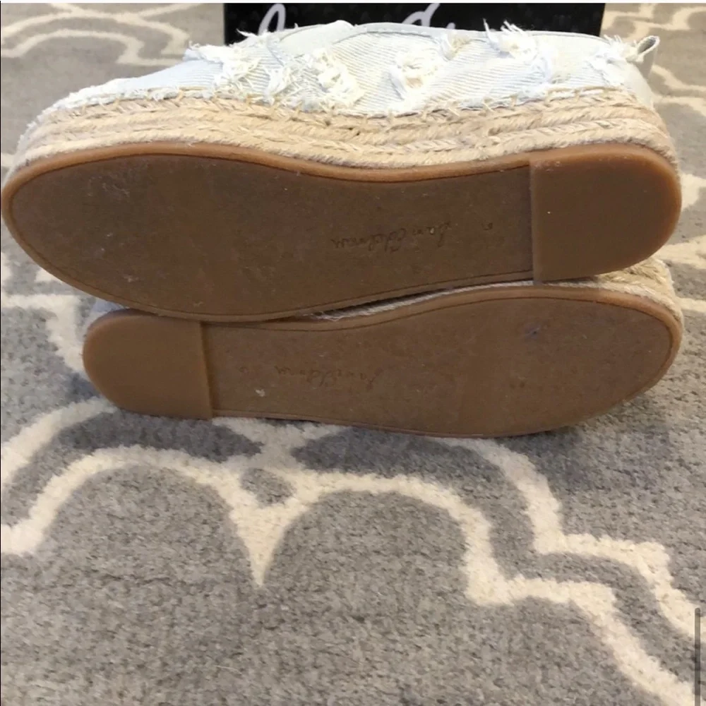 Sam Edelman White Frayed Canvas Espadrille Slip-Ons